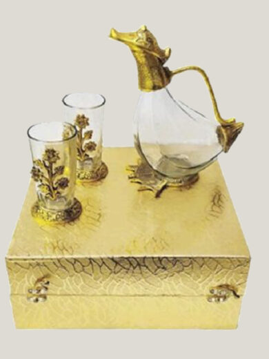 Gold Decanter Set with Two Glasses