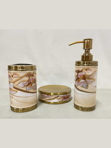 Gold Floral Bathroom Accessories Set