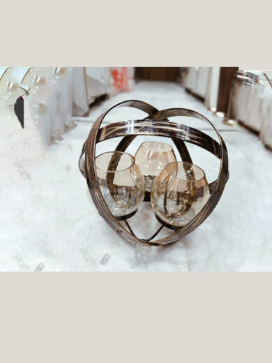 Globe Shaped Candle Holder with 3 Candles