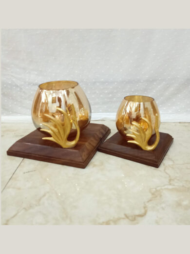 "Gold Swan Candle Holder Set