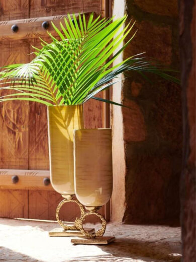 Decorative Glass Vase with a rounded golden stand