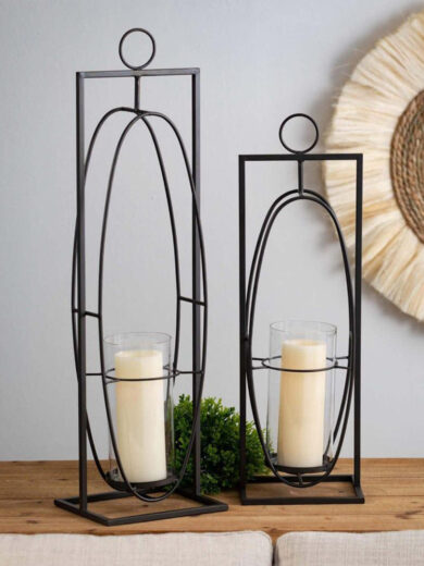 Black Metal Candle Holder Set