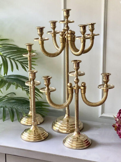 Triple Candle Holders on one Pillar stand