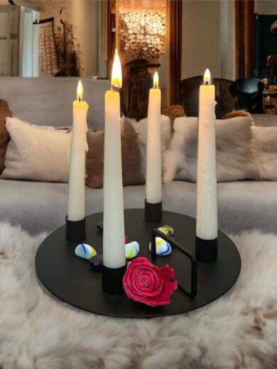 Decorative Black Candle Stand with Base