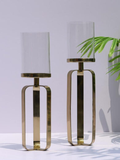 Stainless Steel Candle Stand with a Glass Holder at the top