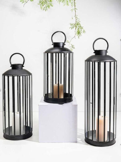 Black Cage type hanging candle holder
