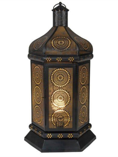 black hanging lanterns