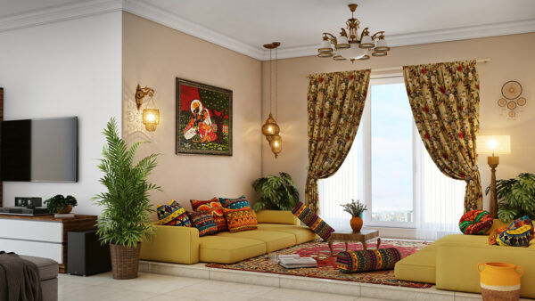 traditional indian decor with low height seating